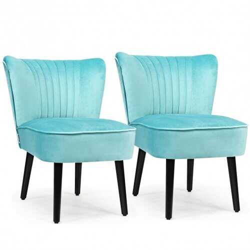 Set 2 Armless Upholstered Leisure, Turquoise Armless Chair