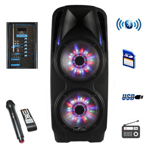 beFree Sound 2x10 Inch Woofer Portable Bluetooth Powered PA Speaker