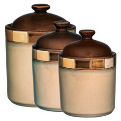 Casa Estebana 3 Piece Stoneware Storage Canister Container Jar Set