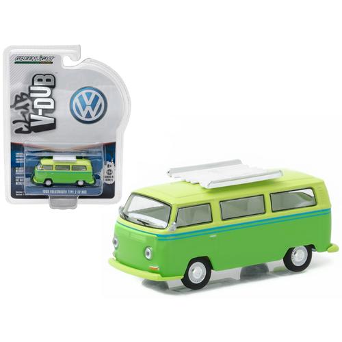 1968 Volkswagen Type 2 T2 Bus Green with Roof Rack 1/64 Diecast Model Car  by Greenlight