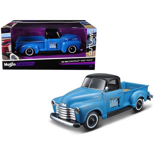 1950 Chevrolet 3100 Pickup Truck Blue with Black Top "Madero Sano Surf Club" "Outlaws" 1/25 Diecast Model Car by Maisto