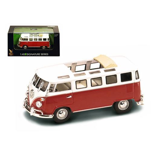 1962 Volkswagen Microbus Van Bus Red With Open Roof 1/43 Diecast Car by Road Signature