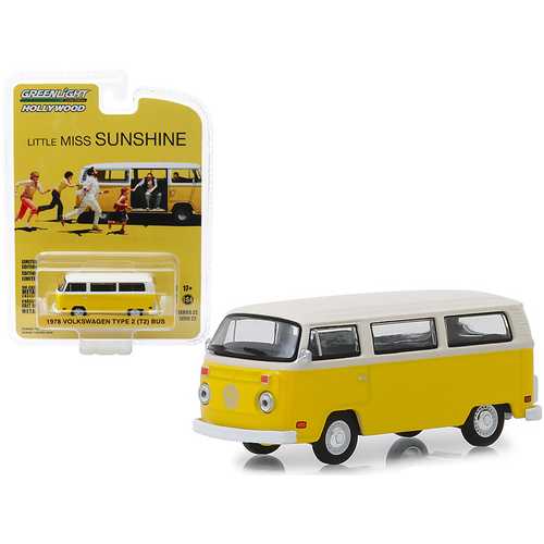 1978 Volkswagen Type 2 (T2) Bus Yellow with White Top "Little Miss Sunshine" (2006) Movie "Hollywood Series" Release 22 1/64 Diecast Model Car by Greenlight