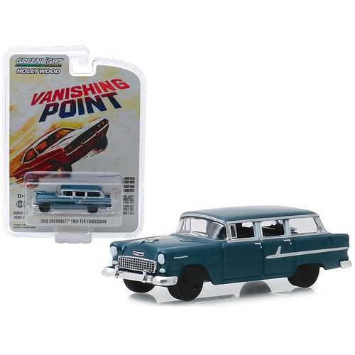 1955 Chevrolet Two-Ten Townsman Dark Blue "Vanishing Point" (1971) Movie "Hollywood Series" Release 24 1/64 Diecast Model Car by Greenlight