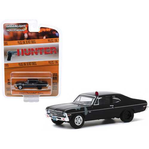 1969 Chevrolet Nova Police Black (Unrestored) "Hunter" (1984-1991) TV Series "Hollywood Series" Release 28 1/64 Diecast Model Car by Greenlight