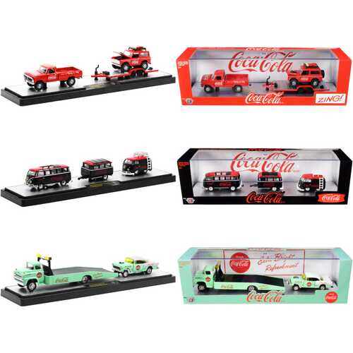 Auto Haulers "Coca-Cola" Set of 3 pieces Release 11 Limited Edition to 7400 pieces Worldwide 1/64 Diecast Models by M2 Machines