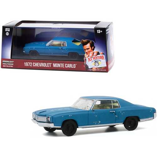 1972 Chevrolet Monte Carlo Blue (A Beat Up) "Ace Ventura: Pet Detective" (1994) Movie 1/43 Diecast Model Car by Greenlight