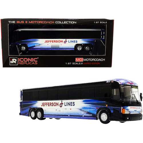 MCI D4505 Motorcoach Bus "Jefferson Lines" Blue and White "The Bus & Motorcoach Collection" 1/87 (HO) Diecast Model by Iconic Replicas