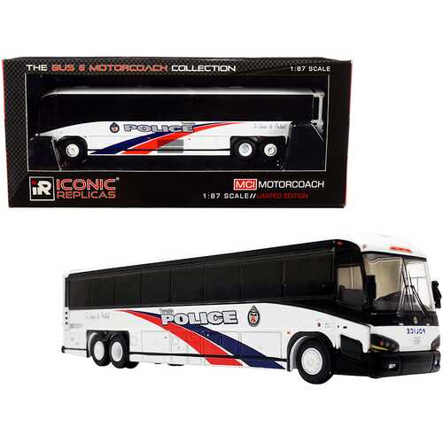MCI D4505 Motorcoach Bus "Toronto Police" (Canada) White with Blue and Red Stripes "The Bus & Motorcoach Collection" 1/87 (HO) Diecast Model by Iconic Replicas