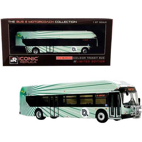 New Flyer Xcelsior XN40 Transit Bus with Bike Rack #6 "DDOT" (The Detroit Department of Transportation) Green "The Bus & Motorcoach Collection" 1/87 (HO) Diecast Model by Iconic Replicas