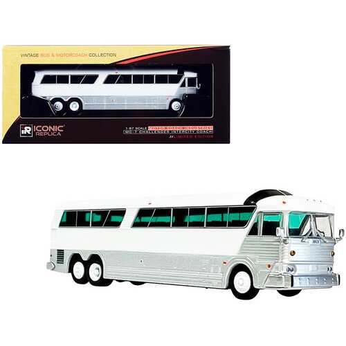 MCI MC-7 Challenger Intercity Coach Bus Blank White and Silver "Vintage Bus & Motorcoach Collection" 1/87 (HO) Diecast Model by Iconic Replicas