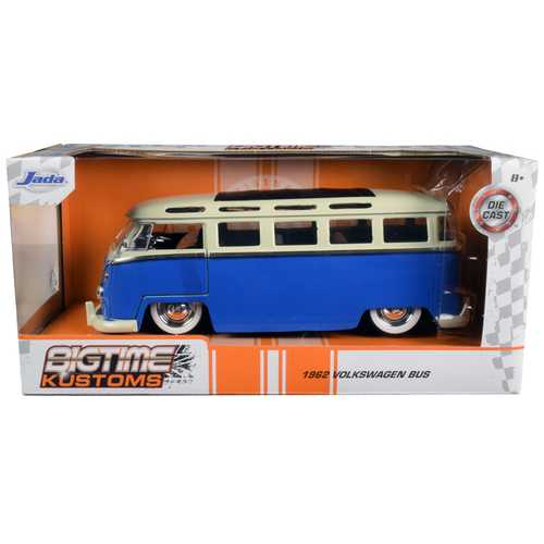 1962 Volkswagen Bus Blue and Cream "Bigtime Kustoms" 1/24 Diecast Model by Jada
