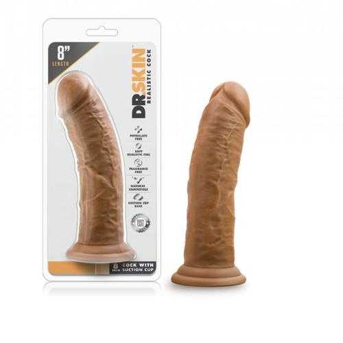 DR. SKIN 8IN COCK W/ SUCTION CUP MOCHA 