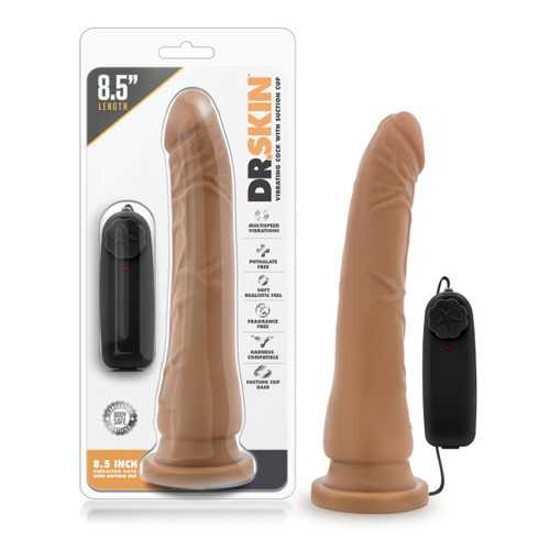 DR. SKIN 8.5 VIBRATING REALISTIC COCK W/SUCTION CUP MOCHA"