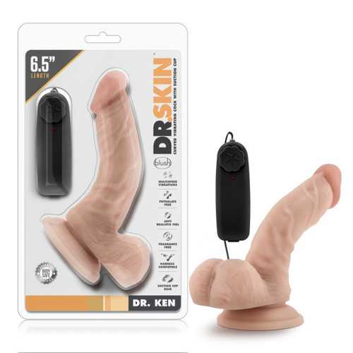 DR. SKIN DR. KEN 6.5IN VIBRATING COCK W/ SUCTION CUP VANILLA