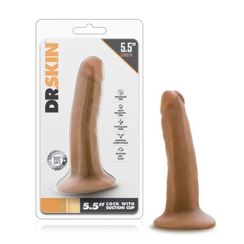 DR SKIN 5.5 COCK W/ SUCTION CUP MOCHA "