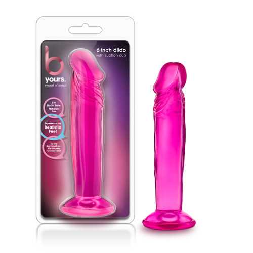 B YOURS SWEET N SMALL 6IN DILDO W/ SUCTION CUP PINK 