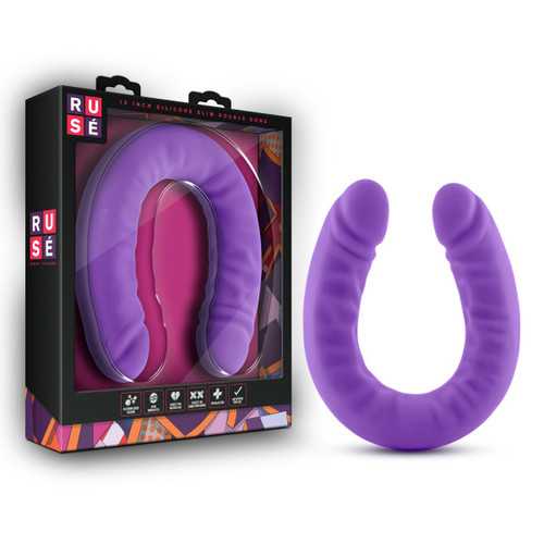 RUSE 18 SILICONE SLIM DOUBLE DONG PURPLE "