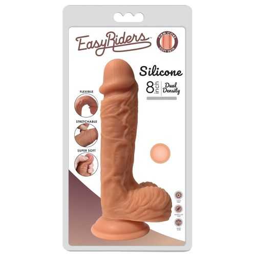 EASY RIDERS 8IN DUAL DENSITY SILICONE DONG W/ BALLS 