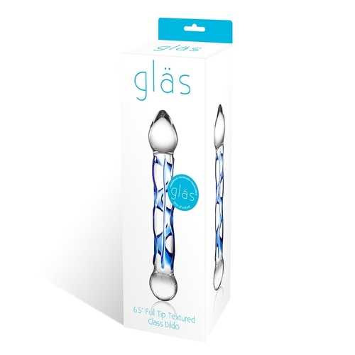 GLAS 6.5 FULL TIP TEXTURED GLASS DILDO "