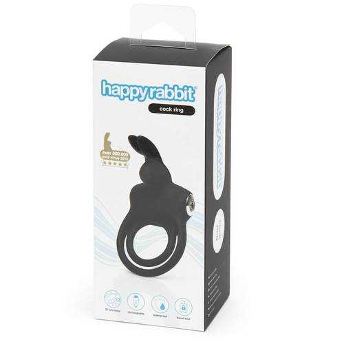 HAPPY RABBIT STIMULATING USB RECHARGEABLE COCK RING BLACK 