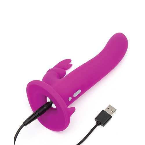HAPPY RABBIT RECHARGEABLE VIBRATING STRAP ON HARNESS SET 