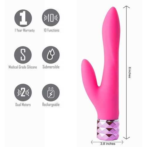 VICTORIA RECHARGEABLE SILICONE DUAL VIBE NEON PINK 