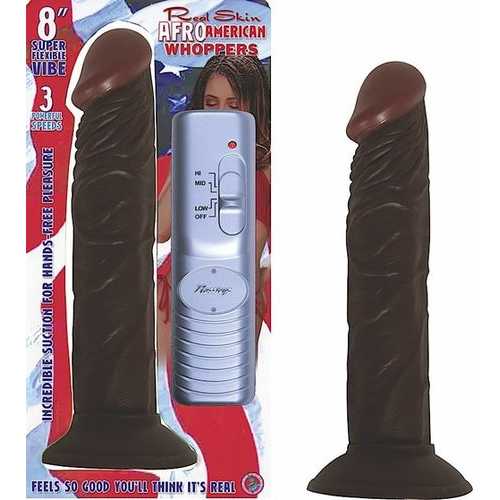 AFRO AMERICAN WHOPPER VIBRATING 8IN BROWN 