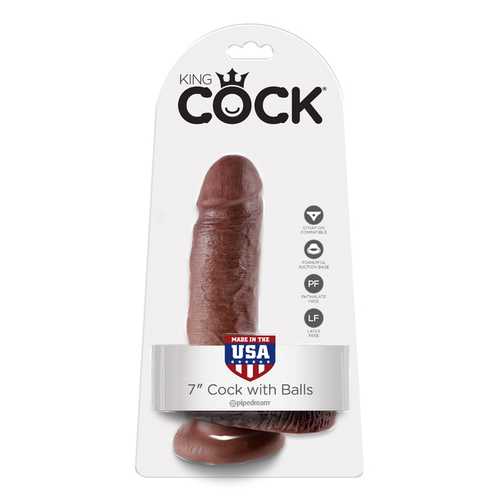 KING COCK 7 IN COCK W/BALLS BROWN 