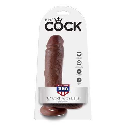 KING COCK 8 IN COCK W/BALLS BROWN 