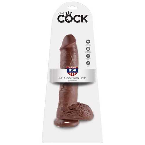 KING COCK 10 IN COCK W/BALLS BROWN 