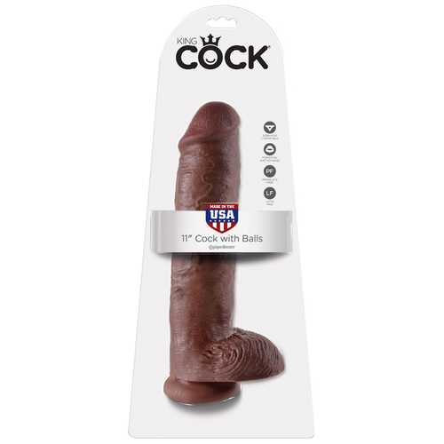 KING COCK 11 IN COCK W/BALLS BROWN 