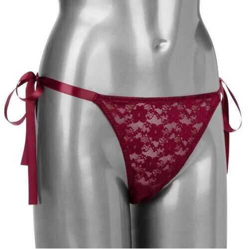 REMOTE CONTROL LACE THONG SET BURGUNDY 
