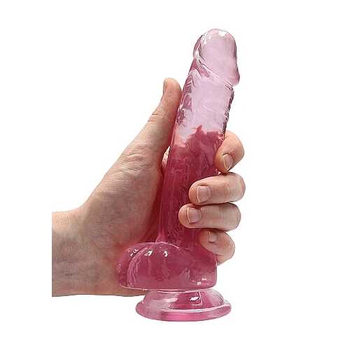 REALROCK 7IN REALISTIC DILDO W/ BALLS CLEAR PINK 