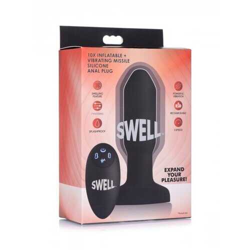 (WD) SWELL 10X SILICONE INFLAT & VIBRATING MISSILE ANAL PLUG 