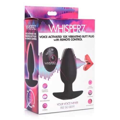 WHISPERZ VOICE ACTIVATED 10X VIBRATING BUTT PLUG W/ REMOTE 