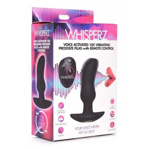 WHISPERZ VOICE ACTIVATED 10X VIBRATING PROSTATE PLUG W/ REMOTE