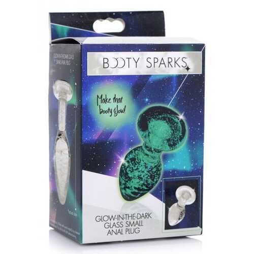 BOOTY SPARKS GLOW-IN-THE-DARK GLASS ANAL PLUG SMALL 