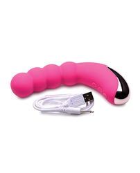 GOSSIP SILICONE BEADED G-SPOT RECHARGEABLE VIBRATOR MAGENTA 