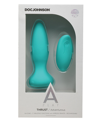 (WD) A-PLAY THRUST ADVENTUROUS PLUG RECHARGEABLE W/ REMOTE TEAL