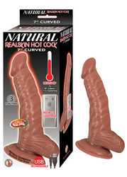 NATURAL REALSKIN HOT COCK CURVED 7IN BROWN 