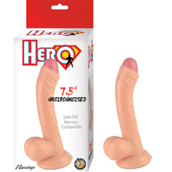 HERO 7.5IN UNCIRCUMCISED DILDO 