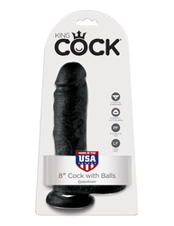 KING COCK 8 IN COCK W/BALLS BLACK 