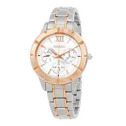 Category: Dropship Watches, SKU #6654031233209, Title: Seiko SKY692 Two Tone Rosegold Stainless White Dial Multi-Function Watch