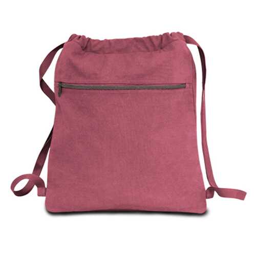 Case of [48] 14" Classic Dyed Canvas Drawstring Backpack - Crimson
