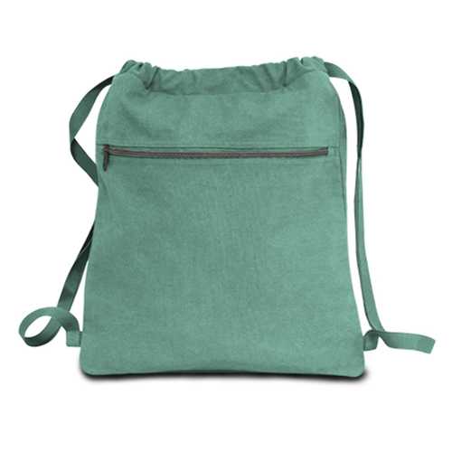 Case of [48] 14" Classic Dyed Canvas Drawstring Backpack - Seafoam Green