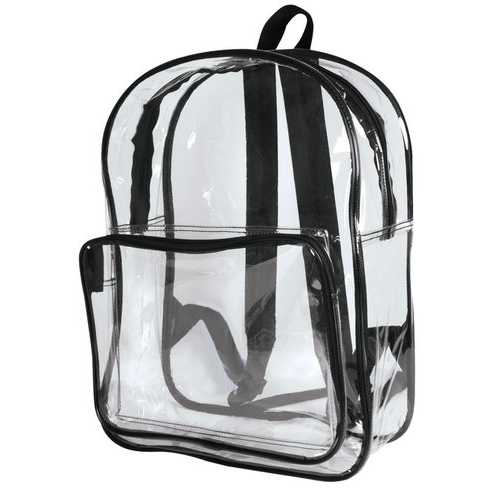 Case of [24] 16" Basic Clear Backpack - Clear w/blk trim