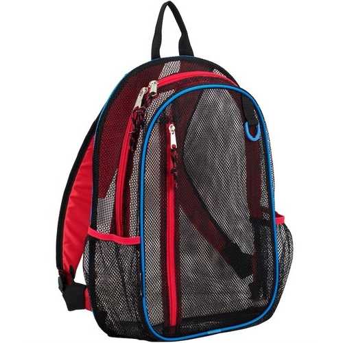 Case of [12] 17" Eastsport Classic Metro Mesh Backpack - Black/Blue/Red