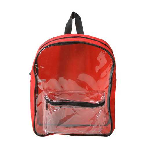 Case of [25] 14" Basic Clear Front Red Backpack