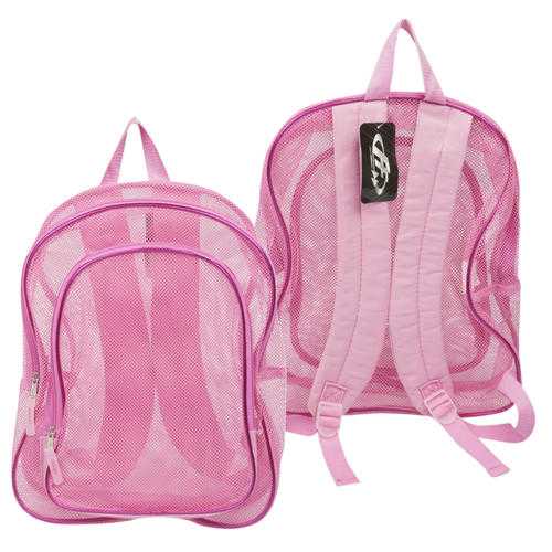 Case of [6] 16" Large Mesh Pink Backpack